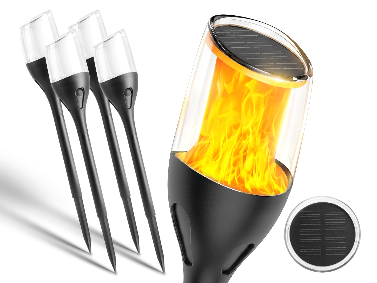 4x Słupek ogrodowy solarny LED płomień SSO-1 1600K